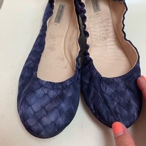 Bottega Veneta Navy Blue Quilted Flats